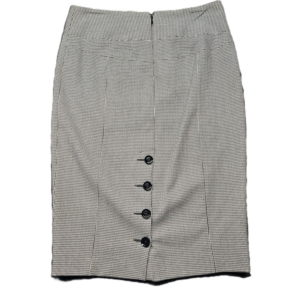 Express Design Studio Pencil Skirt Womens 0 Houndstooth Black White Career
